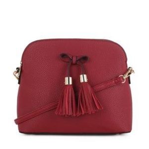 👜Red Vegan Leather 3 Compartment Crossbody
